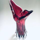 Czech Crystal Art Glass Beak Vase by Jozef Hospodka for Chribska Glassworks, 1950s