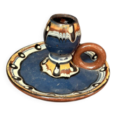 Old Ceramic Candle Holder Bulgarian Terracotta Pottery Troyan Water Drop Rat