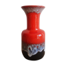 Vase trompette céramique Jasba fat lava orange années 70