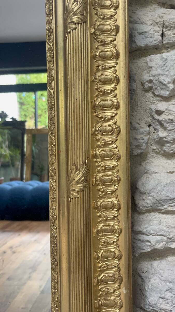 Fireplace mirror 127/101.5cm gilded with gold leaf, mercury glass, fireplace trumeau.