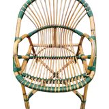 Pair of rattan basket armchairs