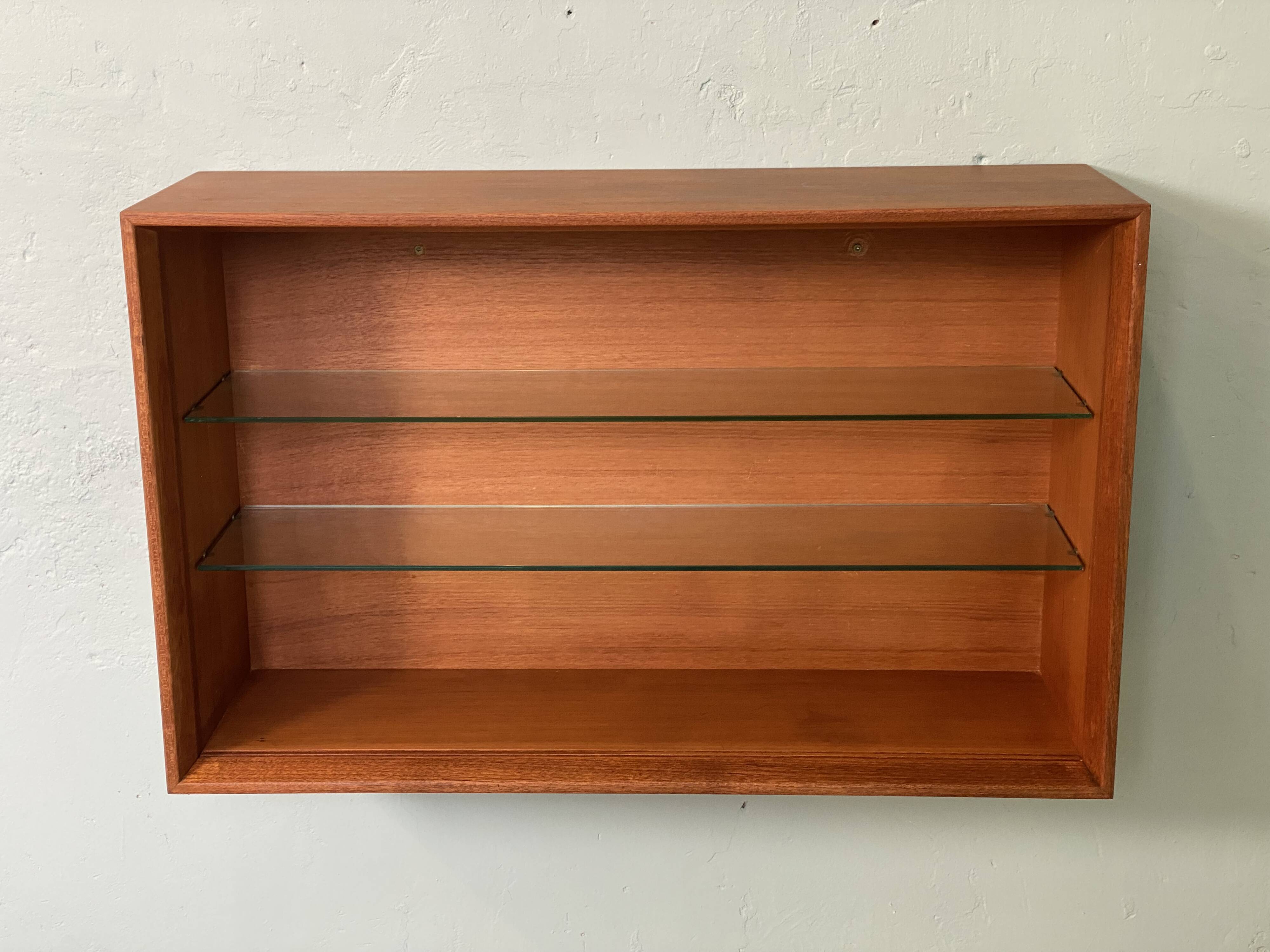 Scandinavian teak wall display cabinet from the 60s