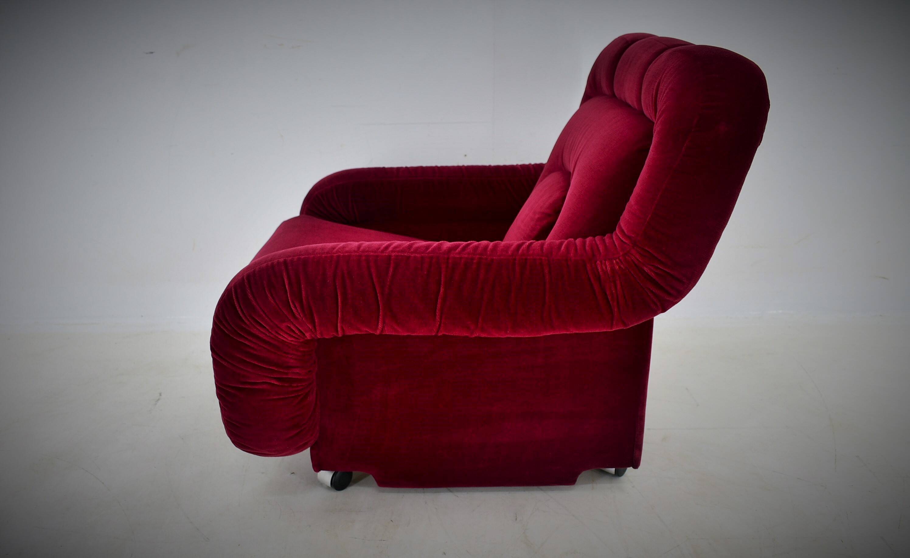 Pair of rare mid-century lounge armchairs, Italy, 1970s