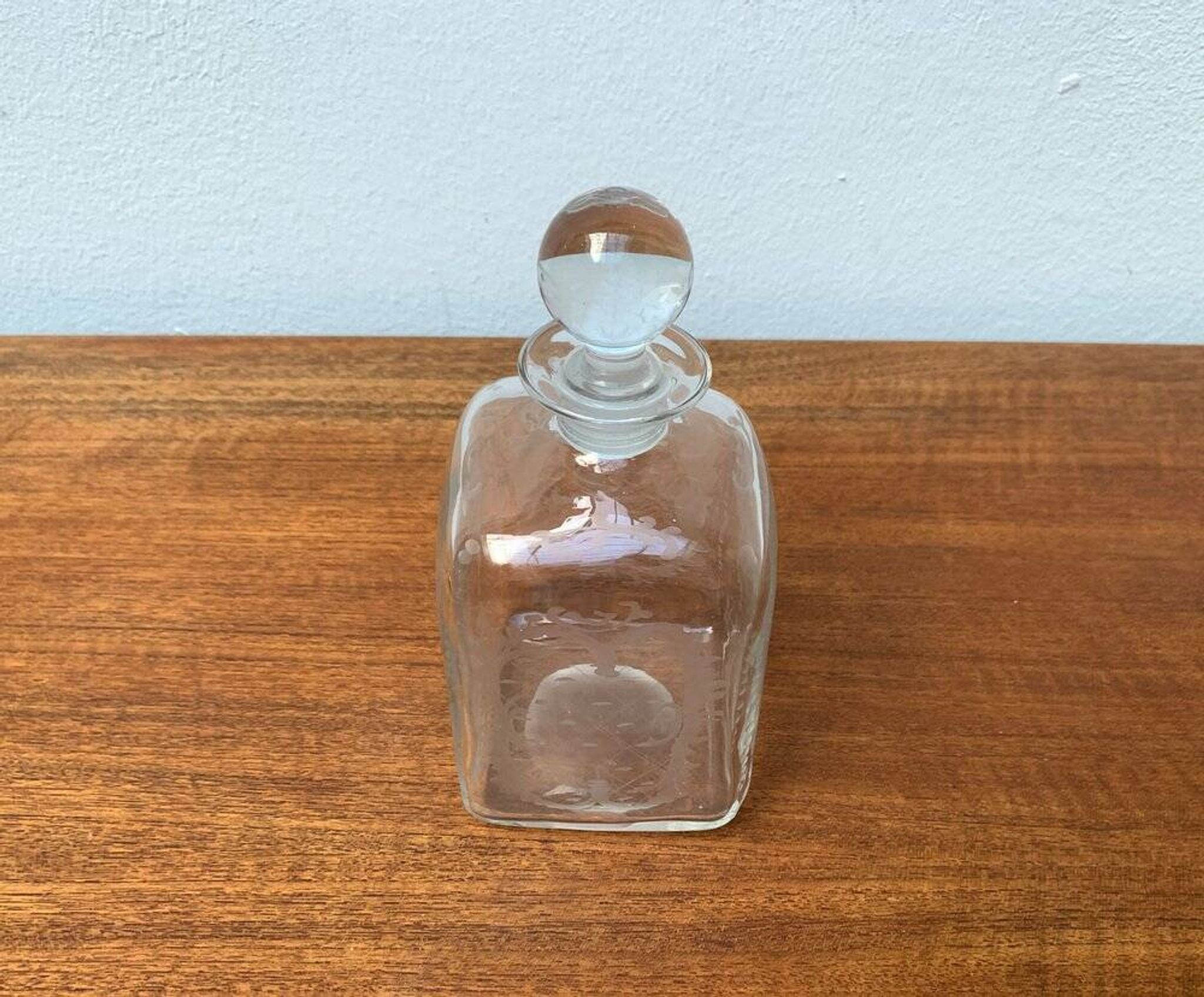 Bouteille en verre danoise vintage avec gravure