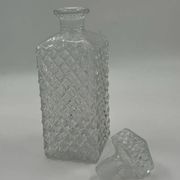 Vintage crystal glass carafe with stopper — diamond cut pattern