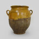 Varnished yellow confit pot, south-west of France. Conservation jar. Pyrenees XIXth