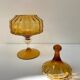Amber glass dragée dish from Empoli, Italy - 1960s