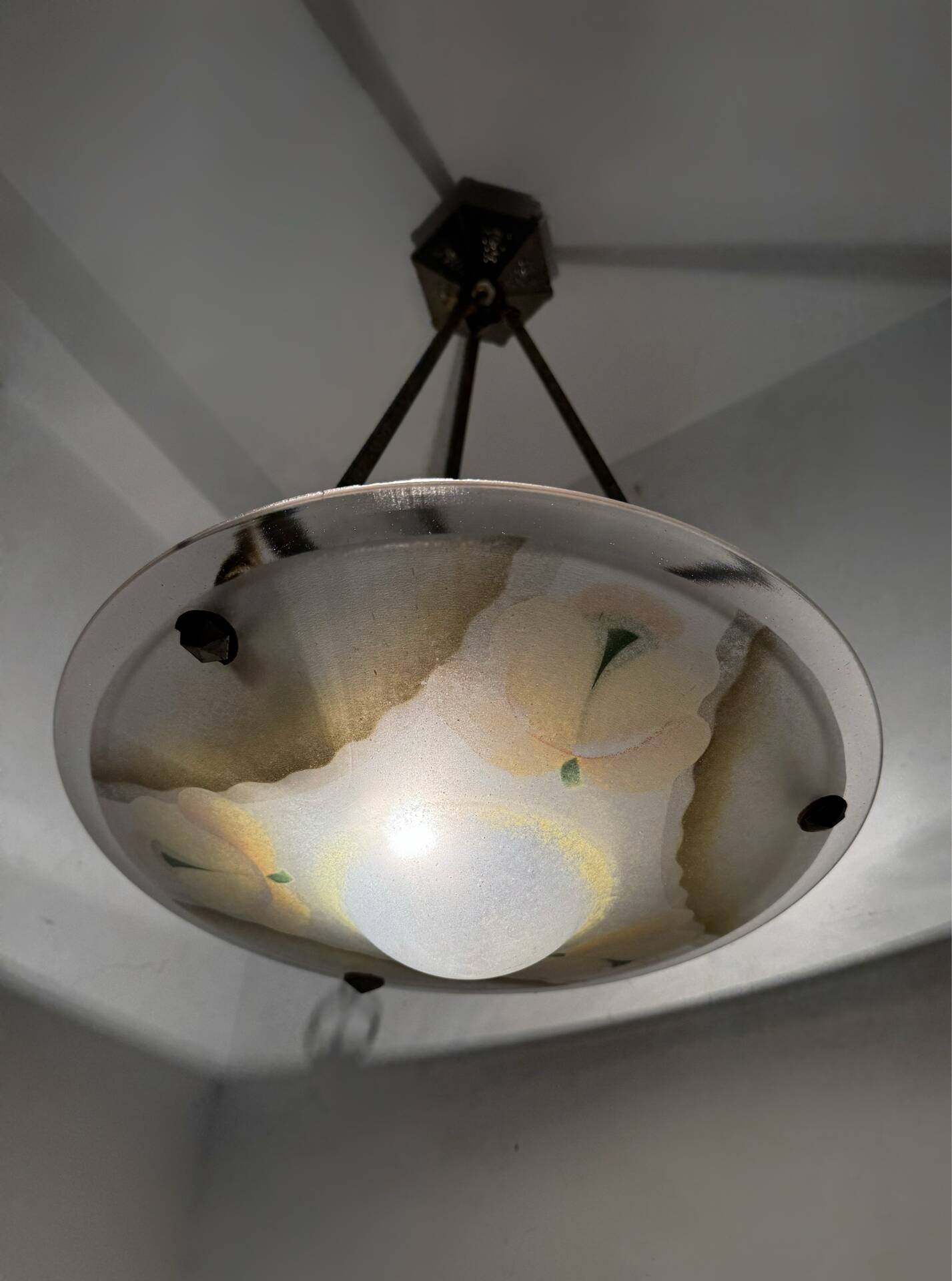 Art Deco chandelier with polychrome glass