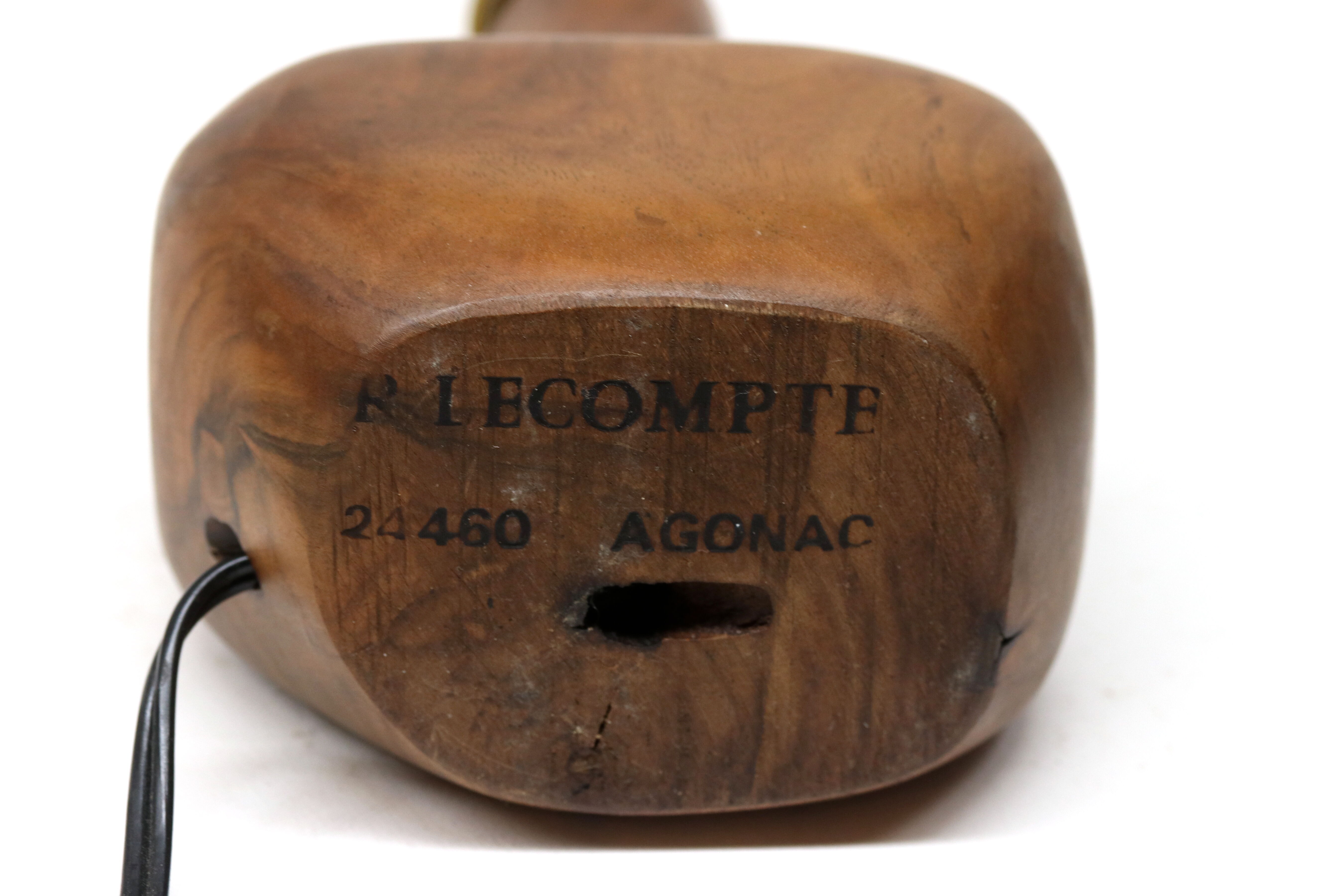 Modernist lamp foot free form in solid walnut by Richard Lecompte