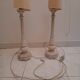 Une paire de lampe de bureau ancienne, pied marbre blanc