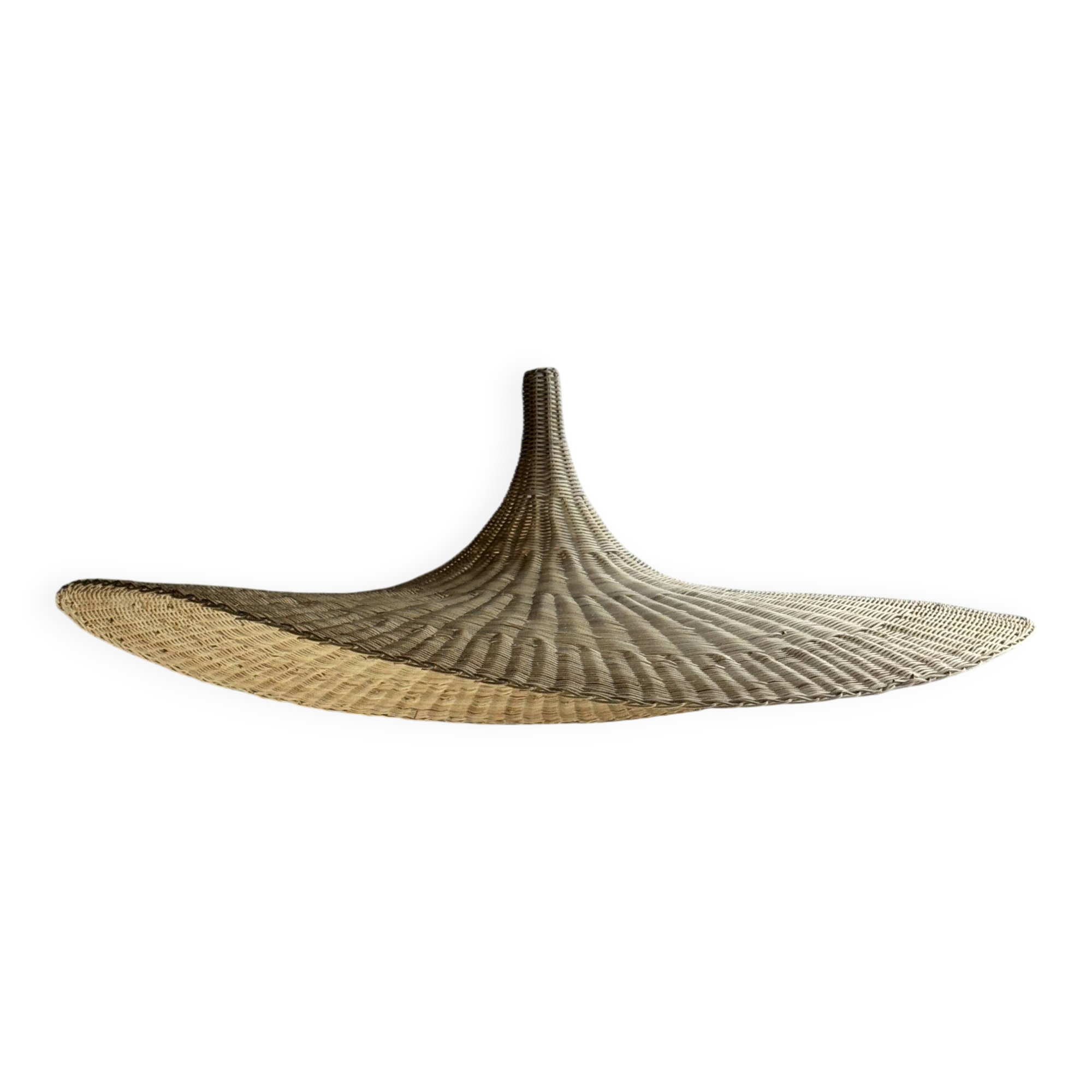 Very large rattan pendant light in the shape of a hat D125 H50