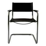 Chrome and black leather armchair