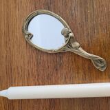 Art Nouveau brass hand mirror