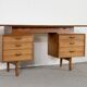 Midcentury Alfred Cox Desk In Walnut And Brass.