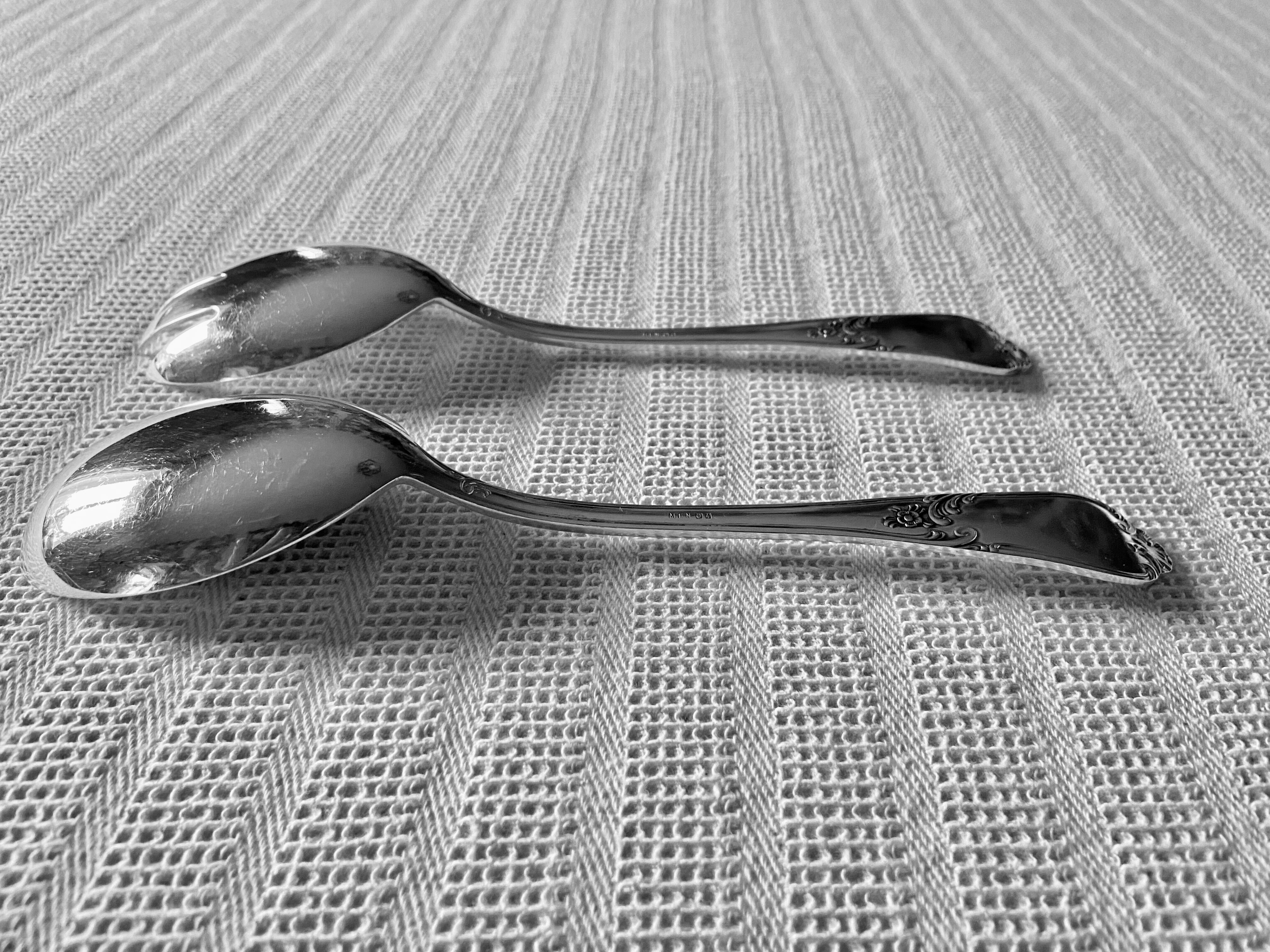 Silver metal salad servers