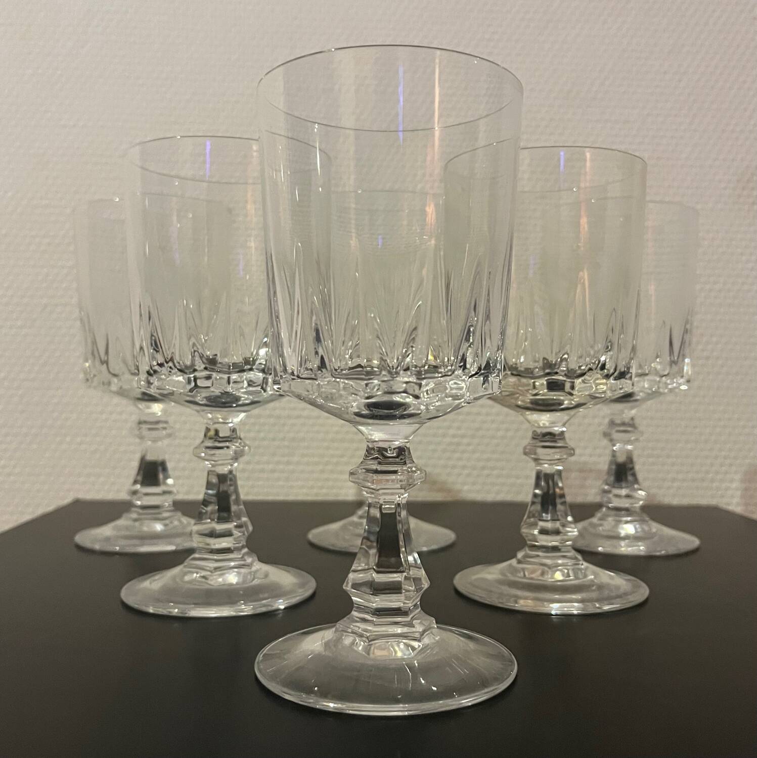 6 arc crystal wine glasses