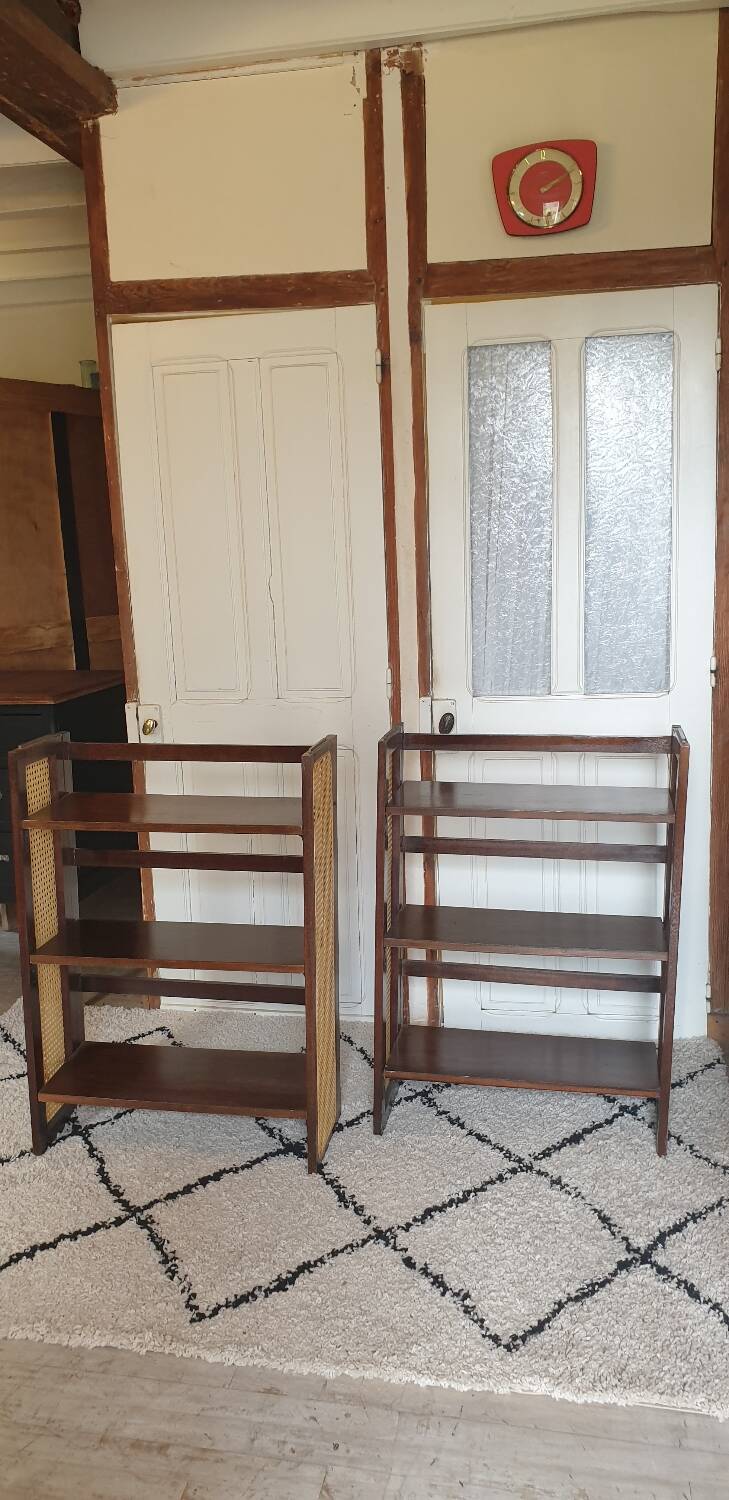 Pair of foldable cane bookcases