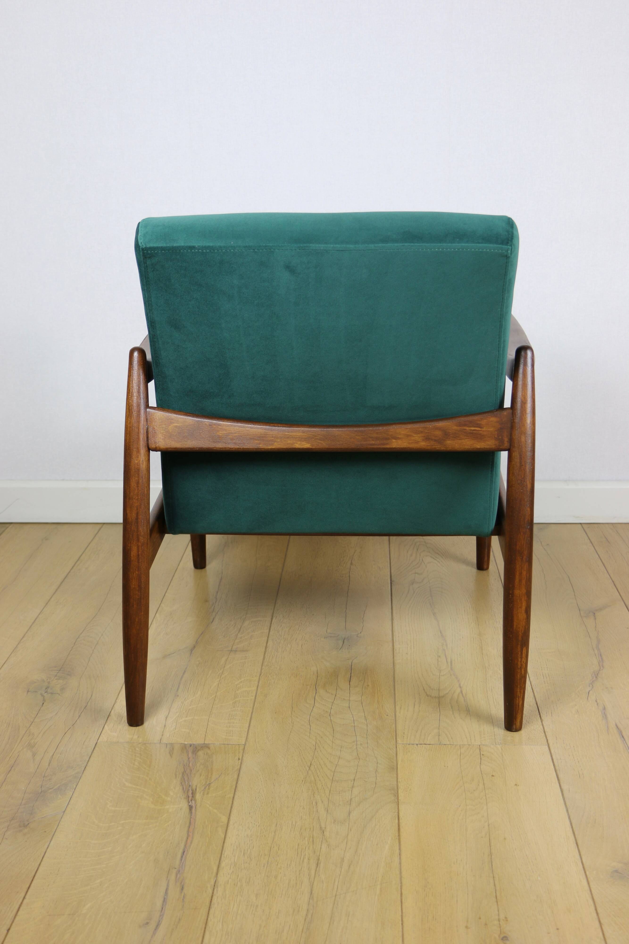GFM-64 armchair, design by Edmund Homa from the 70s, green velvet - Jade 500 - 2 pieces available