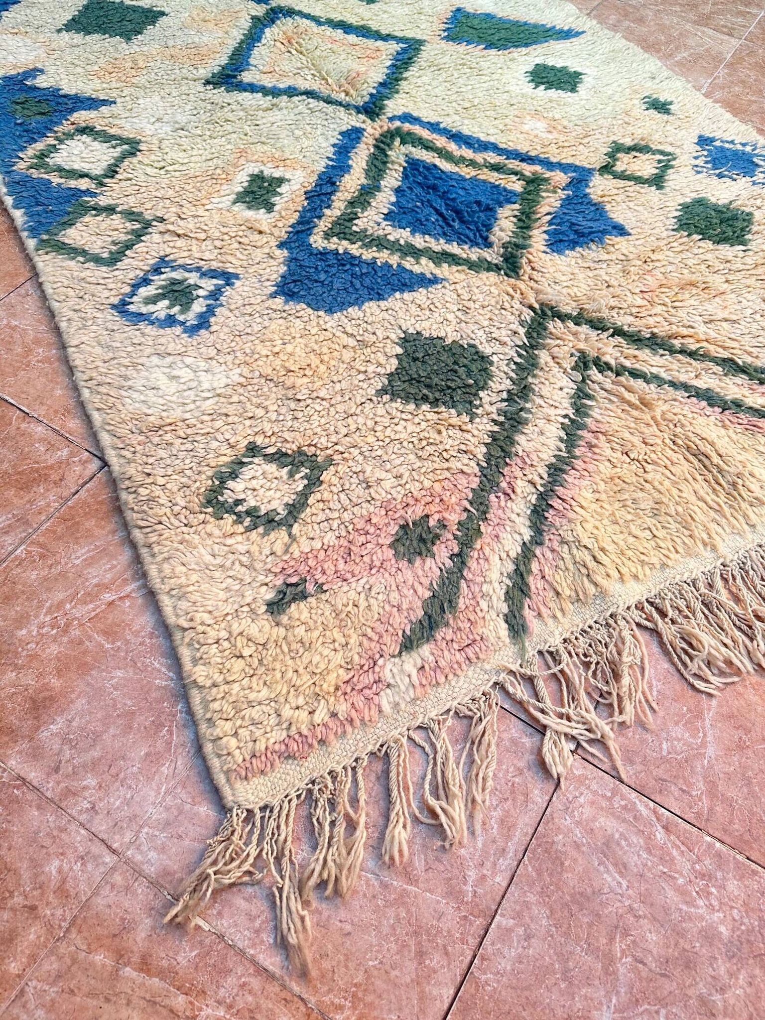 Authentic Moroccan Berber rug, Azilal brand new and colorful, 243x140cm