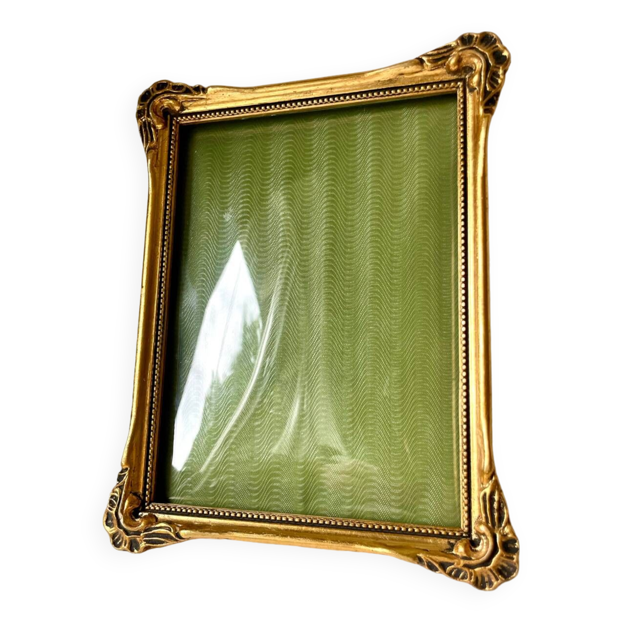 Antique ART NOUVEAU gilded Wooden Frame  18.5 cm x 14.5 cm CONVEX Glass