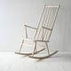 Fauteuil à bascule scandinave vintage en bois laqué blanc