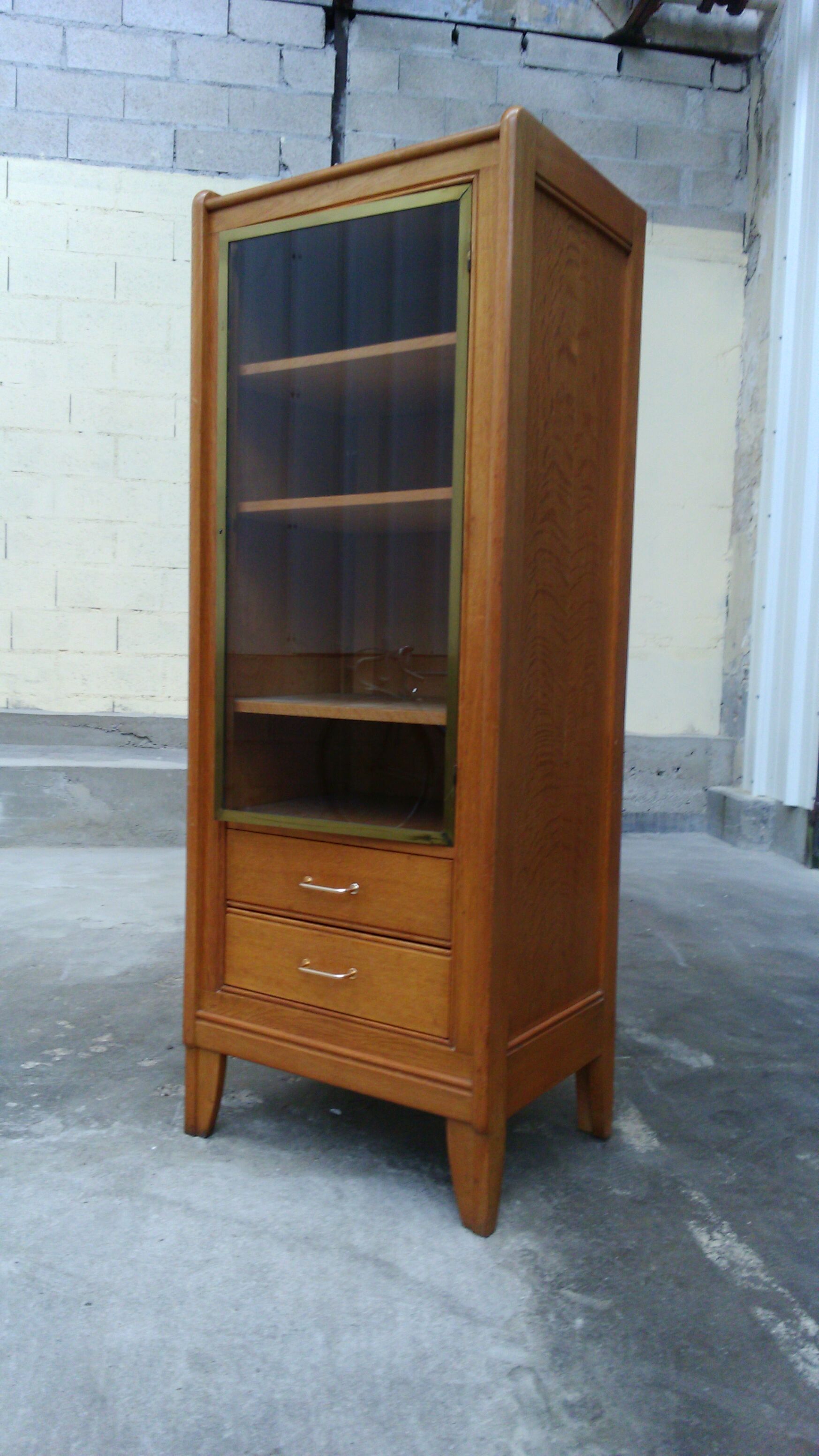 60s oak display case