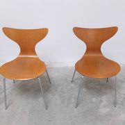 1st edition set of 4 'Lily' chairs in oak by Arne Jacobsen for Fritz Hansen, 1969