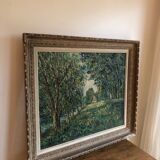 Oil on canvas House by the water