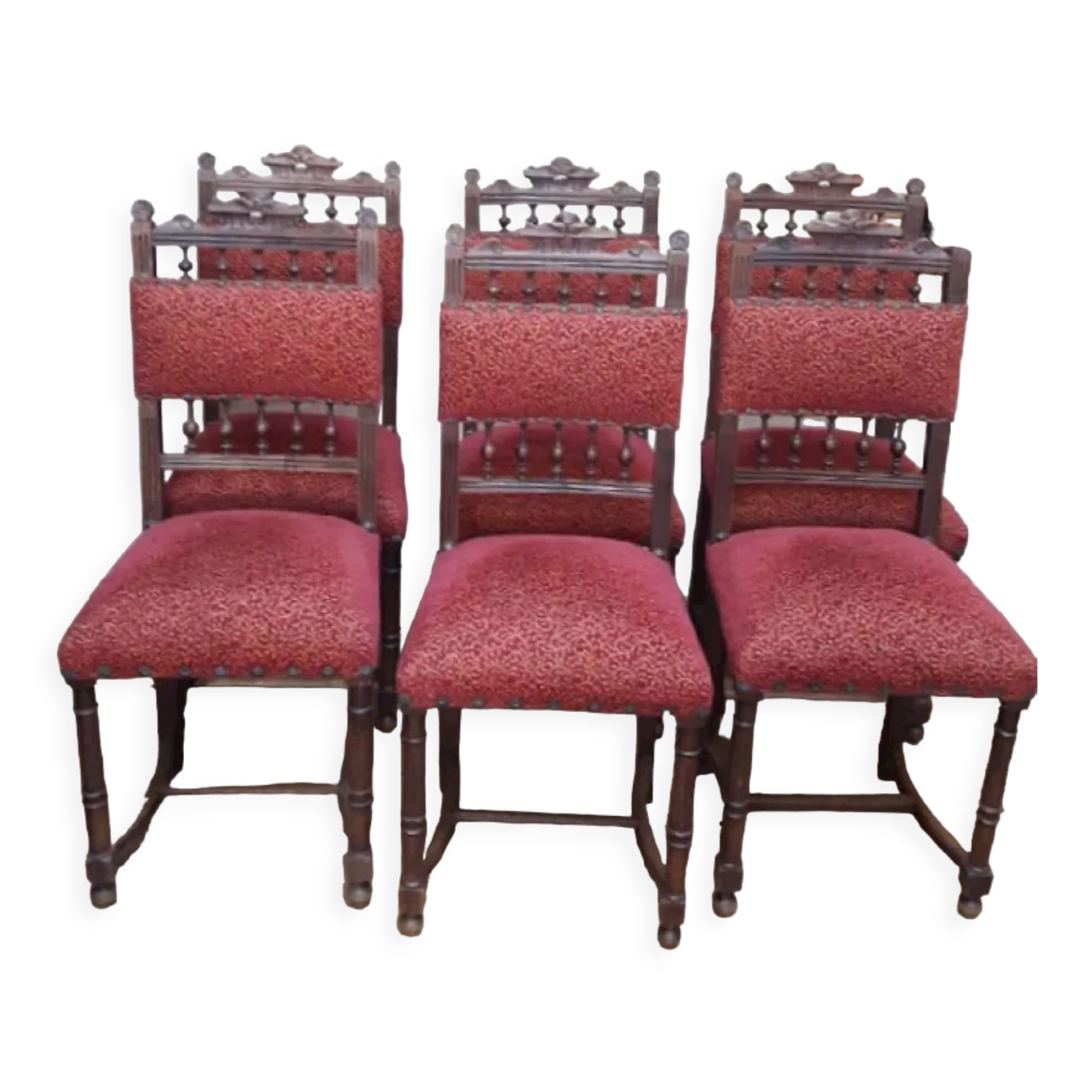 Series of 6 reupholstered Renaissance style chairs
