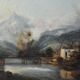 French school of the 19th century Oil on canvas House by the river