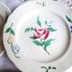 8 dessert plates with hand-painted floral decoration, dinner plates.