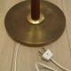 Danish floor lamp with wood and metal base, botanical fabric shade, 1960s