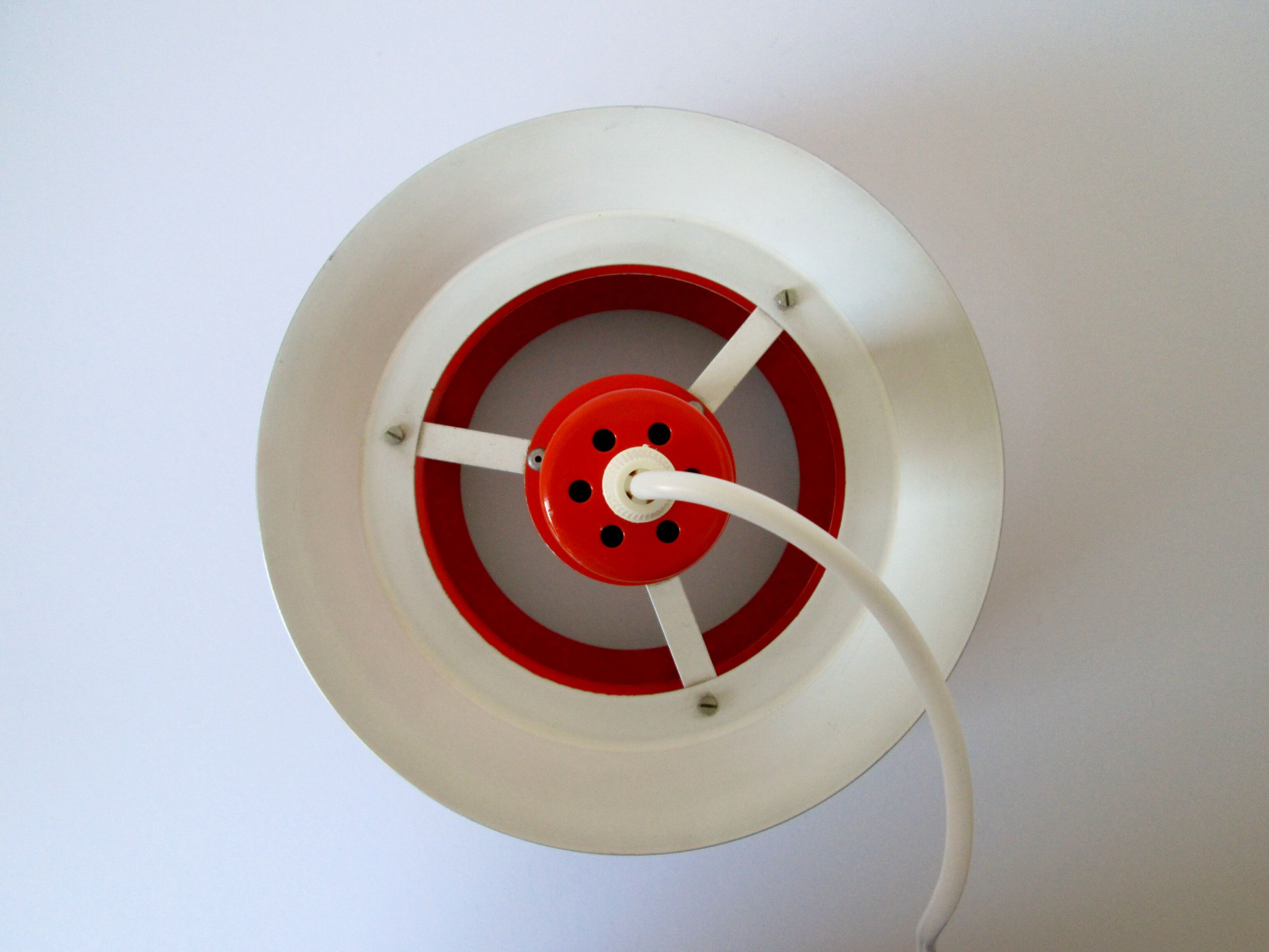 Set of 2 Danish Mid-century vintage Nevada pendant lights, orange, PH style, by Vitrika Denmark