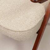 Scandinavian armchair in wood and ecru fabric by Józef Chierowski