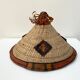 Traditional African Fulani hat in leather and woven straw