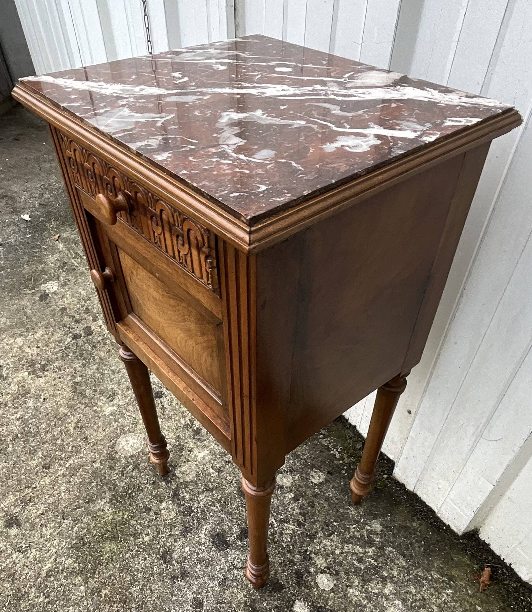 Louis XVI Style Walnut Bedside Table – Early 20th Century