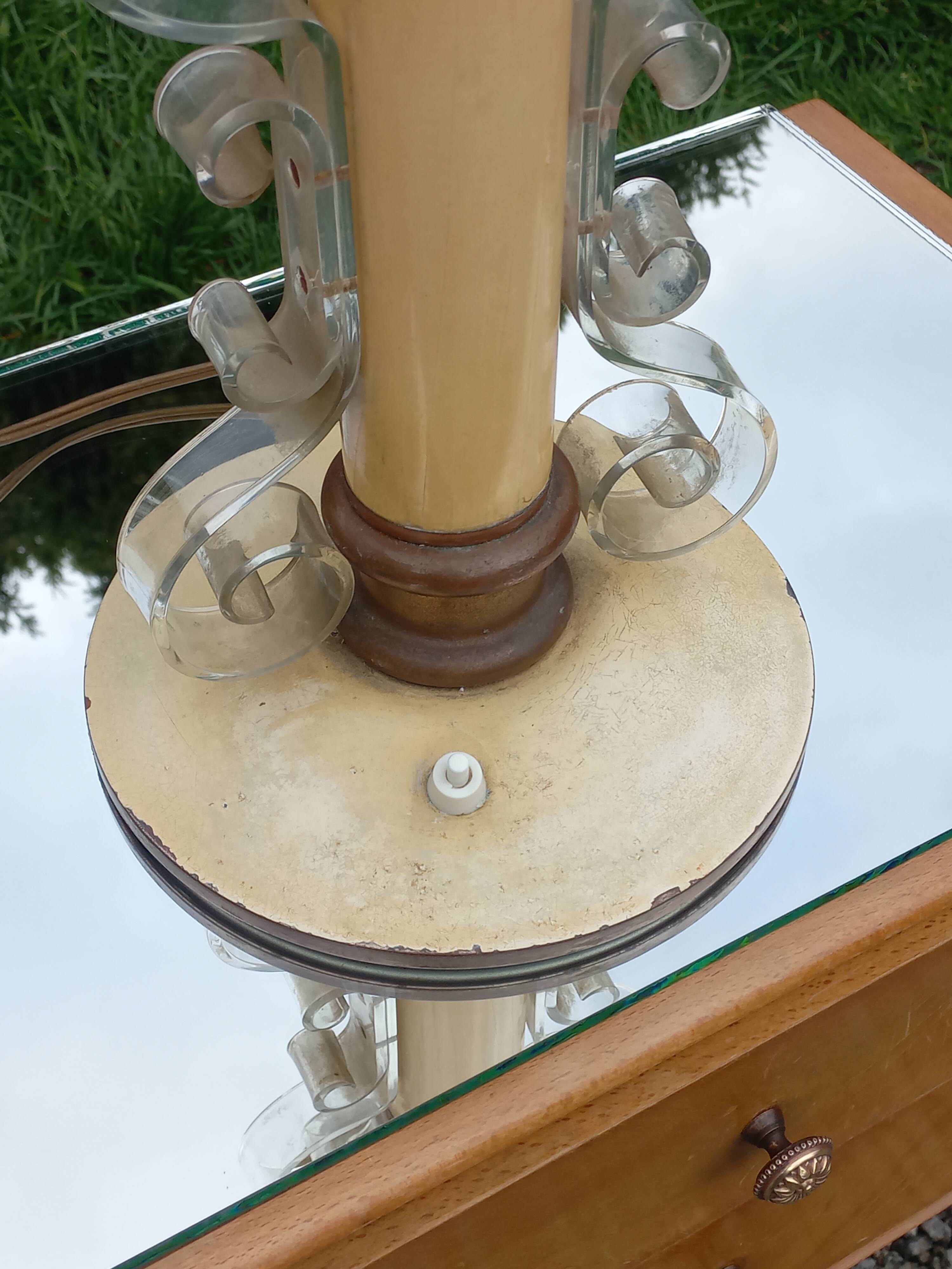 Lampe vintage des années 50 tôle, plexi et bois