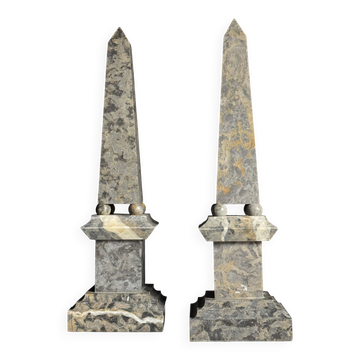 2 x Italian marble obelisk