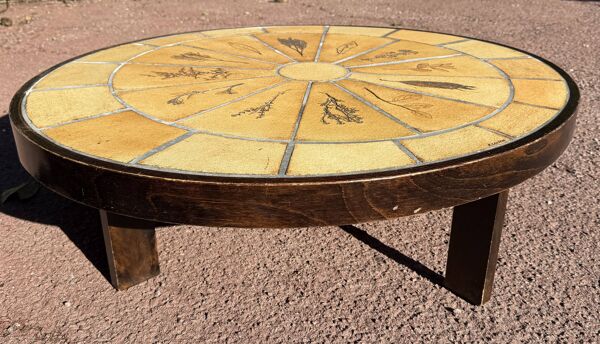 Table basse ovale Roger Capron modèle Herbier