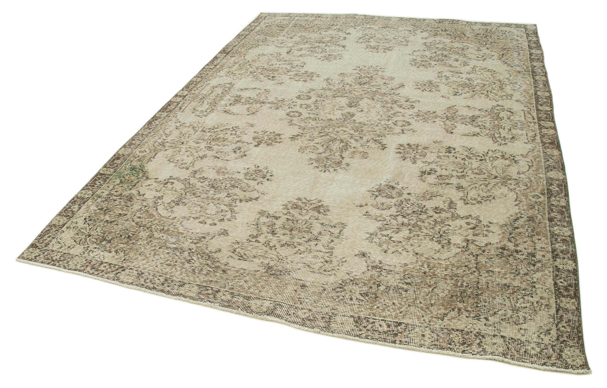 Handwoven antique anatolian beige carpet 205 cm x 286 cm