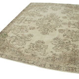 Handwoven antique anatolian beige carpet 205 cm x 286 cm