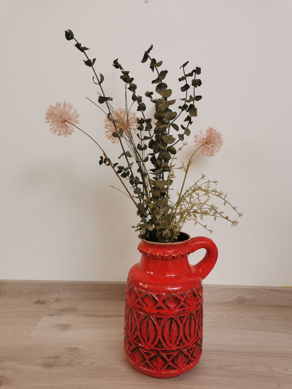 Red Vase Scheurich Vintage