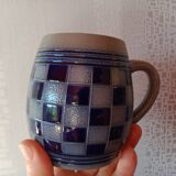 Lot 6 chopes - Grès d'Alsace - Damier bleu cobalt - Betschdorf V. SHMITTER