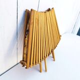Folding fruit basket wood and vintage bamboo