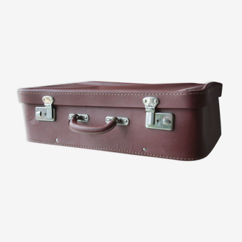 Valise vintage simili cuir marron