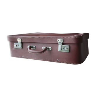 Valise vintage simili cuir marron