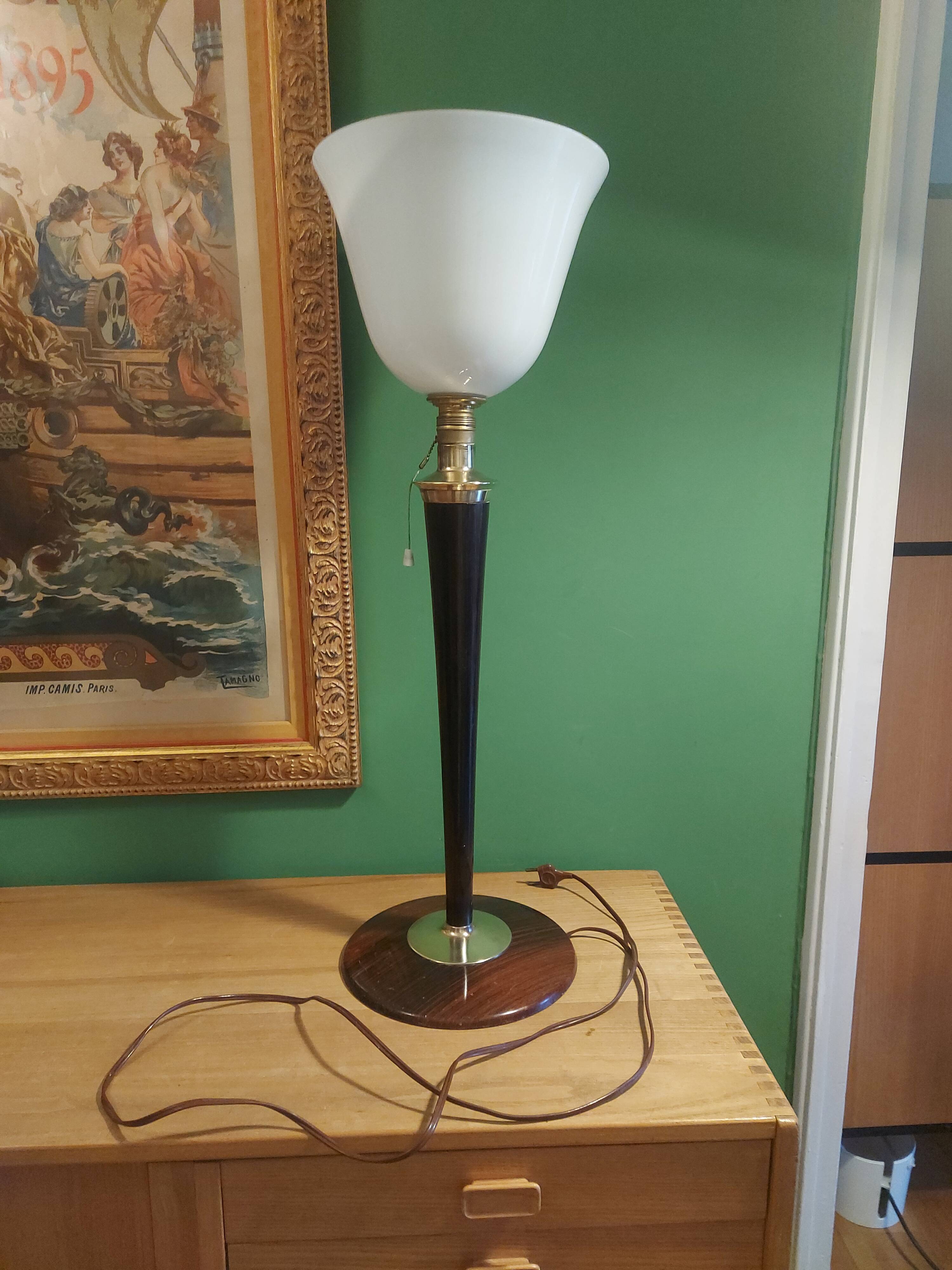 Lampe avec opaline Mazda