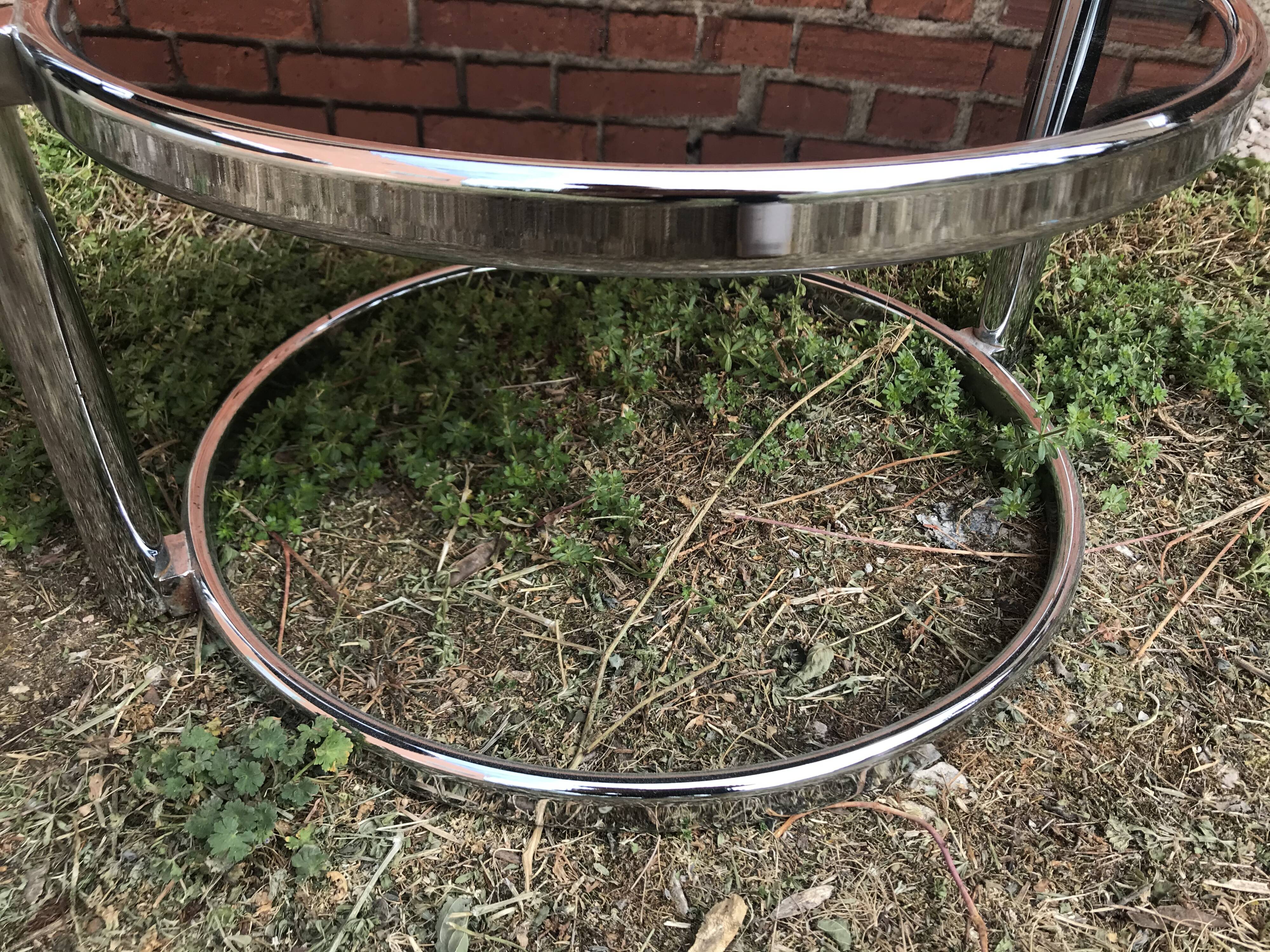 Chrome and smoked glass round coffee table 1970