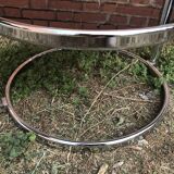 Chrome and smoked glass round coffee table 1970