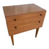 Antique Nightstand Scandinavian Wood Drawer + Vintage Case #E287